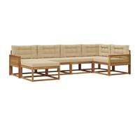 vidaXL Conjunto de sofás de Exterior con cojín 6 pcs Natural y Beige, Muebles de Patio, sofá Moderno, Asientos Resistentes al Clima, Modular, Lounge Duradero para el jardín