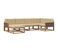 vidaXL Conjunto de sofás de Exterior con cojín 6 pcs Natural y Beige, Muebles de Patio, sofá Moderno, Asientos Resistentes al Clima, Modular, Lounge Duradero para el jardín