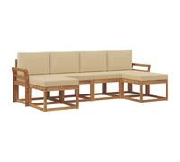 vidaXL Conjunto de sofás de Exterior con cojín 6 pcs Natural y Beige, Sofá de Exterior Moderno, Muebles Resistentes para Jardín, Relájate en el Patio, Diseño Minimalista