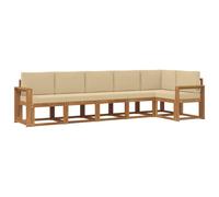 vidaXL Conjunto de sofás de Exterior con cojín 6 pcs Natural y Beige, Sofá de jardín Moderno, Conjunto Modular de Exterior Duradero, Muebles de Lounge para Patio, Asientos para terraza, cómodos