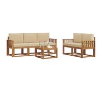 vidaXL Conjunto de sofás de Exterior con cojín 6 pcs Natural y Beige, Sofá Exterior, Muebles seccionales Modernos, Conjunto Lounge para Patio, Asientos duraderos y cómodos para la terraza