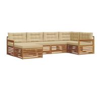 vidaXL Conjunto de sofás de Exterior con cojín 6 pcs Natural y Beige, Sofá Moderno para Exteriores, Resistente Set seccional para jardín, cómodo Mueble de terraza