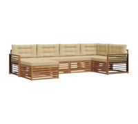 vidaXL Conjunto de sofás de Exterior con cojín 6 pcs Natural y Beige, Sofá Moderno para Exteriores, Resistente Set seccional para jardín, cómodo Mueble de terraza