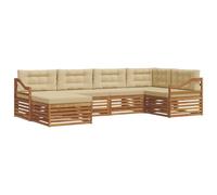 vidaXL Conjunto de sofás de Exterior con cojín 6 pcs Natural y Beige, Sofá Moderno para Exteriores, Resistente Set seccional para jardín, cómodo Mueble de terraza