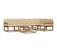 vidaXL Conjunto de sofás de Exterior con cojín 6 pcs Natural y Beige, Sofá Moderno para Jardines, Set seccional Duradero, Muebles de Patio, Asientos terraza