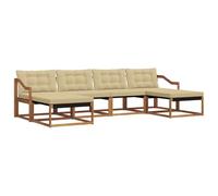 vidaXL Conjunto de sofás de Exterior con cojín 6 pcs Natural y Beige, Sofá Seccional de Jardín, Loungue Moderno, Mobiliario Resistente para Terraza y Comodidad al Aire Libre
