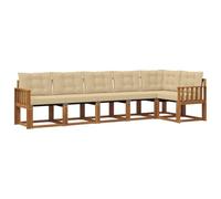 vidaXL Conjunto de sofás de Exterior con cojín 6 pcs Natural y Beige, Sofá seccional Moderno para Exteriores, Set de Lounge para el Patio, cómodo y Duradero