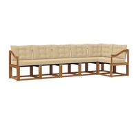 vidaXL Conjunto de sofás de Exterior con cojín 6 pcs Natural y Beige, Sofá seccional Moderno para Exteriores, Set de Lounge para el Patio, cómodo y Duradero