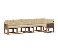 vidaXL Conjunto de sofás de Exterior con cojín 6 pcs Natural y Beige, Sofá seccional Moderno para Exteriores, Set de Lounge para el Patio, cómodo y Duradero