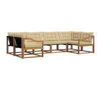 vidaXL Conjunto de sofás de Exterior con cojín 6 pcs Natural y Beige, Sofá Seccional Moderno para Jardín, Muebles Resistentes, Patio y Terraza, ¡Relájate al Aire Libre