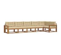 vidaXL Conjunto de sofás de Exterior con cojín 6 pcs Natural y Beige, Sofá Seccional Moderno para Jardín, Muebles de Patio Acacia, para Un Confort Genial en el Exterior
