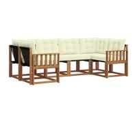 vidaXL Conjunto de sofás de Exterior con cojín 6 pcs Natural y Crema, Colección de Jardín Moderna, Sofá Resistente para Exterior, Asientos Junto a la Piscina y Relax en tu Patio