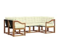 vidaXL Conjunto de sofás de Exterior con cojín 6 pcs Natural y Crema, Colección de Jardín Moderna, Sofá Resistente para Exterior, Asientos Junto a la Piscina y Relax en tu Patio