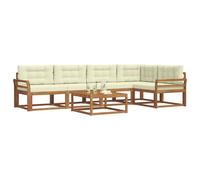 vidaXL Conjunto de sofás de Exterior con cojín 6 pcs Natural y Crema, Conjunto de Muebles para el Jardín, Sofá de Patio Moderno, Lounge Modular Duradero, Asientos para Exteriores en Jardín