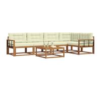 vidaXL Conjunto de sofás de Exterior con cojín 6 pcs Natural y Crema, Conjunto de Muebles para el Jardín, Sofá de Patio Moderno, Lounge Modular Duradero, Asientos para Exteriores en Jardín