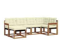 vidaXL Conjunto de sofás de Exterior con cojín 6 pcs Natural y Crema, Juego de Sofás Moderno para Jardín, Sofá Exterior Cómodo, Muebles Resistentes a Climas, Ideal para Patio