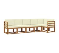 vidaXL Conjunto de sofás de Exterior con cojín 6 pcs Natural y Crema, Sofá de jardín Moderno, Conjunto Modular de Exterior Duradero, Muebles de Lounge para Patio, Asientos para terraza, cómodos