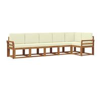 vidaXL Conjunto de sofás de Exterior con cojín 6 pcs Natural y Crema, Sofá de jardín Moderno, Conjunto Modular de Exterior Duradero, Muebles de Lounge para Patio, Asientos para terraza, cómodos