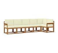 vidaXL Conjunto de sofás de Exterior con cojín 6 pcs Natural y Crema, Sofá de jardín Moderno, Conjunto Modular de Exterior Duradero, Muebles de Lounge para Patio, Asientos para terraza, cómodos