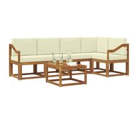 vidaXL Conjunto de sofás de Exterior con cojín 6 pcs Natural y Crema, Sofá de jardín, Muebles seccionales Modernos para Exteriores, Asientos duraderos para terrazas