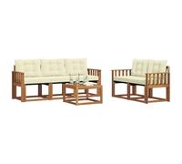 vidaXL Conjunto de sofás de Exterior con cojín 6 pcs Natural y Crema, Sofá de Jardín, Seccional Moderno, Set de Patio Resistente, Comodidad Ideal para Espacios de Relax