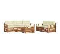vidaXL Conjunto de sofás de Exterior con cojín 6 pcs Natural y Crema, Sofá Moderno para Exteriores, Conjunto seccional para Patio, Mueble Duradero, Comodidad en terraza