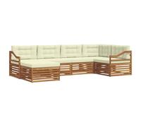 vidaXL Conjunto de sofás de Exterior con cojín 6 pcs Natural y Crema, Sofá Moderno para Exteriores, Resistente Set seccional para jardín, cómodo Mueble de terraza