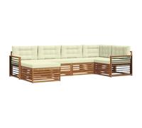 vidaXL Conjunto de sofás de Exterior con cojín 6 pcs Natural y Crema, Sofá Moderno para Exteriores, Resistente Set seccional para jardín, cómodo Mueble de terraza