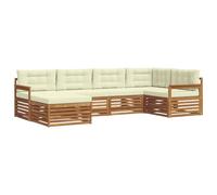 vidaXL Conjunto de sofás de Exterior con cojín 6 pcs Natural y Crema, Sofá Moderno para Exteriores, Resistente Set seccional para jardín, cómodo Mueble de terraza