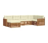 vidaXL Conjunto de sofás de Exterior con cojín 6 pcs Natural y Crema, Sofá Moderno para Exteriores, Resistente Set seccional para jardín, cómodo Mueble de terraza