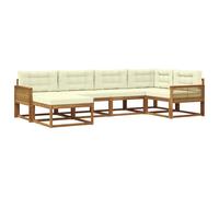 vidaXL Conjunto de sofás de Exterior con cojín 6 pcs Natural y Crema, Sofá Moderno para Exteriores, seccional Resistente, Asientos de jardín, sofá para la Piscina, Muebles de Patio, Conjunto Modular