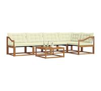 vidaXL Conjunto de sofás de Exterior con cojín 6 pcs Natural y Crema, Sofá Moderno para Jardines, Set seccional Duradero, Muebles de Patio, Asientos terraza