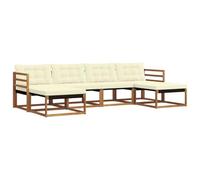 vidaXL Conjunto de sofás de Exterior con cojín 6 pcs Natural y Crema, Sofá Seccional de Jardín, Loungue Moderno, Mobiliario Resistente para Terraza y Comodidad al Aire Libre