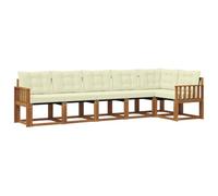 vidaXL Conjunto de sofás de Exterior con cojín 6 pcs Natural y Crema, Sofá seccional Moderno para Exteriores, Set de Lounge para el Patio, cómodo y Duradero