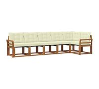 vidaXL Conjunto de sofás de Exterior con cojín 6 pcs Natural y Crema, Sofá seccional Moderno para Exteriores, Set de Lounge para el Patio, cómodo y Duradero