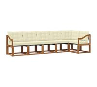 vidaXL Conjunto de sofás de Exterior con cojín 6 pcs Natural y Crema, Sofá seccional Moderno para Exteriores, Set de Lounge para el Patio, cómodo y Duradero