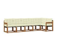 vidaXL Conjunto de sofás de Exterior con cojín 6 pcs Natural y Crema, Sofá seccional Moderno para Exteriores, Set de Lounge para el Patio, cómodo y Duradero