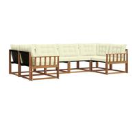 vidaXL Conjunto de sofás de Exterior con cojín 6 pcs Natural y Crema, Sofá Seccional Moderno para Jardín, Muebles Resistentes, Patio y Terraza, ¡Relájate al Aire Libre