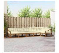 vidaXL Conjunto de sofás de Exterior con cojín 6 pcs Natural y Crema, Sofá Seccional Moderno para Jardín, Muebles de Patio Acacia, para Un Confort Genial en el Exterior