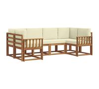 vidaXL Conjunto de sofás de Exterior con cojín 6 pcs Natural y Crema, Sofá sectional de Madera de Acacia, Muebles Modernos para Patio, solución de Asientos para jardín, decoración para el Patio Trase