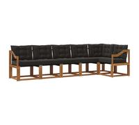 vidaXL Conjunto de sofás de Exterior con cojín 6 pcs Natural y Negro, Sofá seccional Moderno para Exteriores, Set de Lounge para el Patio, cómodo y Duradero