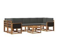 vidaXL Conjunto de sofás de Exterior con cojín 6 pcs, Set de Sofás de Madera de Acacia, Tumbona Moderna, Asientos Modulares, Muebles Flexibles para Patio