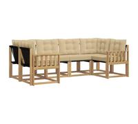 vidaXL Conjunto de sofás de Exterior con cojín 6 pcs y Beige, Colección de Jardín Moderna, Sofá Resistente para Exterior, Asientos Junto a la Piscina y Relax en tu Patio