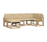 vidaXL Conjunto de sofás de Exterior con cojín 6 pcs y Beige, Juego de Sofás Moderno para Jardín, Sofá Exterior Cómodo, Muebles Resistentes a Climas, Ideal para Patio
