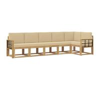 vidaXL Conjunto de sofás de Exterior con cojín 6 pcs y Beige Poliéster, Sofá de jardín Moderno, Conjunto de sección para Patio, Muebles Resistentes al Clima para terraza