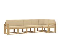 vidaXL Conjunto de sofás de Exterior con cojín 6 pcs y Beige Poliéster, Sofá de jardín Moderno, Conjunto de sección para Patio, Muebles Resistentes al Clima para terraza