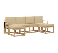 vidaXL Conjunto de sofás de Exterior con cojín 6 pcs y Beige Poliéster, Sofá Exterior Elegante, Muebles Modernos para Patio, Asientos de jardín Resistentes al Clima, diseño Minimalista Chic
