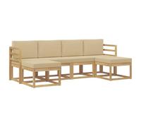vidaXL Conjunto de sofás de Exterior con cojín 6 pcs y Beige Poliéster, Sofá Exterior Elegante, Muebles Modernos para Patio, Asientos de jardín Resistentes al Clima, diseño Minimalista Chic