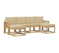 vidaXL Conjunto de sofás de Exterior con cojín 6 pcs y Beige Poliéster, Sofá Exterior Elegante, Muebles Modernos para Patio, Asientos de jardín Resistentes al Clima, diseño Minimalista Chic