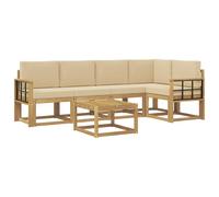 vidaXL Conjunto de sofás de Exterior con cojín 6 pcs y Beige, Sofá de jardín, Muebles seccionales Modernos para Exteriores, Asientos duraderos para terrazas, Conjunto de Lounge cómodo para el Patio